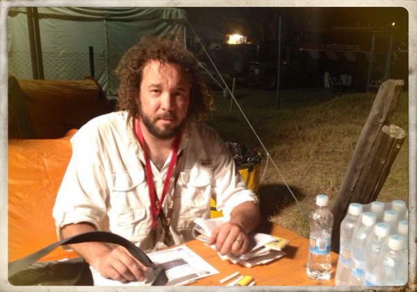 At work at a Dakar Rally bivouac, somewhere in Peru, 2012.